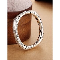 Twist Hollow Hollow Female Bracelet Vintage Bracelet Indonesian Style Craft Silver Square Small Design Lady 925