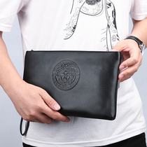 High-end business mens handbag genuine leather Korean version trendy hand holding bag 2022 new soft cow leather envelope bag large capacity