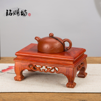 Flowers Pear Wood Rectangular Flower Bonsai Base Solid Wood Engraving Pendulum Pieces of Buddha Handicraft Chic Stone Teapot Red Wood Bays