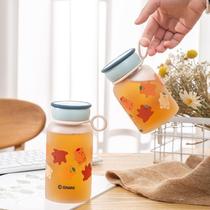 Water Cup summer portable high temperature resistant children cute frosted glass water cup with tea compartment female summer students home