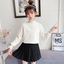 girls' turtleneck bottoming shirt fleece thickened autumn and winter 2022 new children's winter underwear