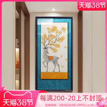Light Extravagant Corridor Aisle Hanging Painting Auspicious Deer Stereophysical Painting Modern Minima Mural Painting into the family Xuanguan Decorative Painting