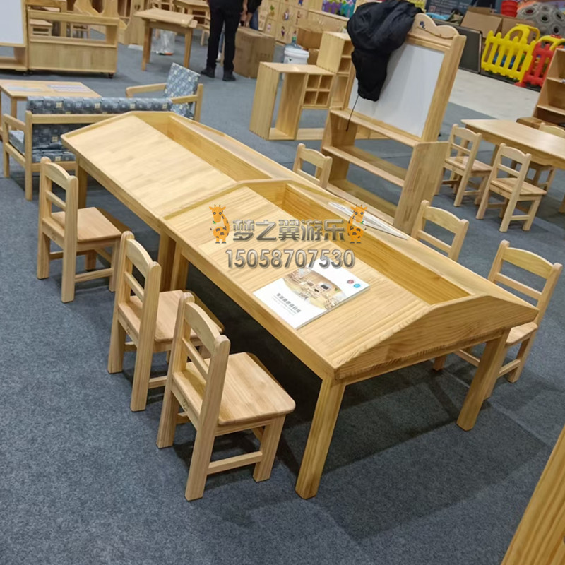 Children's Library Reading Room Reading Desk Solid Wood Reading Desk Kindergarten Drawing Room Reading Room Reading Desk Chair-Taobao