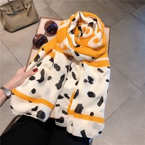 Bellanson Horse yellow Alphabet Silk Scarf Woman Spring Autumn Season 100 hitch a cape shawl air conditioning towels winter thin cotton linen