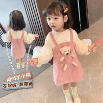 Childrens one-piece dress autumn and winter 2022 new spring and autumn foreign air cute little girl long sleeve casual girl princess nepotism