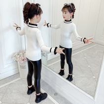 Girl sweater Winter 2022 New autumn and winter Qianqi female baby with velvet and thickened top children's knitted bottom shirt