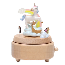 Forest wood fun wooden music box unicorn music box luminous ornaments as gifts for best friends girls and children