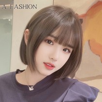 Wig short hair womens air bangs natural fashion needle short straight hair full real human hair set wig set