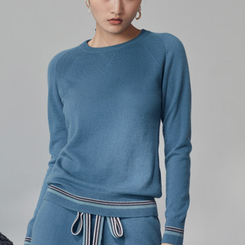 Sandriver original niche luxury 100% pure cashmere sweater women's round neck knitted cashmere bottoming sweater