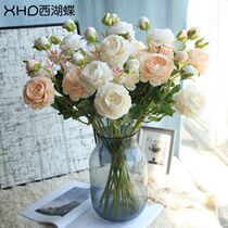 (5 branches) simulation of peony flowers rose bouquet home living room with floor decoration dried flowers and fake floral flowers