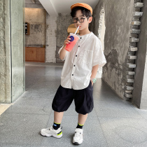 Chidney children's summer suit boys' summer suit 2022 new foreign gas baby summer boy short-sleeved shirt cotton linen