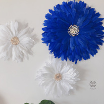 ins wind feather wall decoration pendant wall creative wall decoration living-room room headboard light and luxurious wall decoration