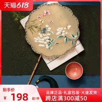 Screen Moon Suzhou Embroidery Group Fan Ancient Wind Female Hanfu Su Embroidered Fan China Wind Classical Embroidered Retro Palace Fan