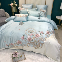 Add Mercury Cloud European-style upscale All cotton Marriage Four sets of Fields Garden Wind Embroidery Genuine Silk Quilt Cover Double Pure Cotton Linen