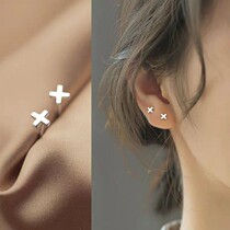 Raising Earhole Fashion Minima Cross Ear Nail Woman Temperament Small 100 Hitch Student Korean Version Earrings Anti-Allergy