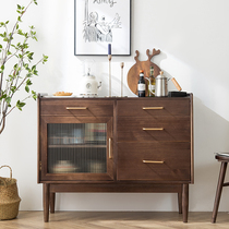 Simple and modern sideboard integrated against the wall American small apartment living room storage locker Nordic solid wood tea cabinet