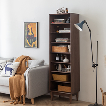 Nordic solid wood bookcase combination cabinet integrated against the wall modern minimalist living room display cabinet study Japanese-style shelf