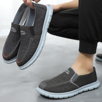 Old Beijing cloth shoes 2021 New breathable one pedal lazy shoes mens soft soles light casual shoes trend single shoes