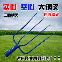 Fork agricultural firewood pitchfork farmers tool large solid hollow three or four teeth multiple strands for picking up waste manure and sludge all steel