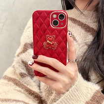 Cortical Small Scent Wind Full Drill Small Bear Apply Apple 13 Mobile Phone Shell iPhone13Promax Advanced Sensation Tidal Card Woman 12 All-bag lens 11 ultra-thin anti-fall Pro high-end grips xs