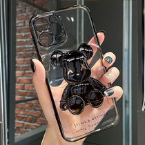 Plated Transparent Stereoviolent Bear applies Apple 13 phone shell iPhone13Pro new cartoon 12Promax full package lens 11 12 ultra-thin anti-fall wind cartoon