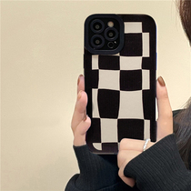 Irregular black and white gridiron board Apple 13 mobile phone shell iPhone13promax protective sleeve 12Pro max net red female section 11 full package lens xsmax Japan-ROK tide
