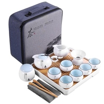 Tea set storage box portable drain dustproof tea cup simple simple home small office kung fu tea set