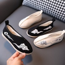 Hanbian boys' shoes Chinese style flat shoes antique Xiangyun shoes ancient children's embroidered shoes vintage style performance shoes