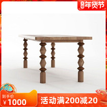 Nordic solid wood desk home computer desk simple rectangular dining table retro old workbench negotiation table