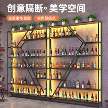 Iron Bar Wine Rack Restaurant Red Wine Beer Wall Mounted Wine Rack Creative Red Wine Cabinet Wall Luminous Shelves Customized