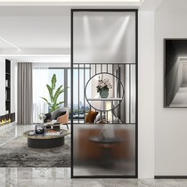 Iron partition wall Changhong tempered glass screen wind light luxury into the living room to block restaurant seat stainless steel decoration