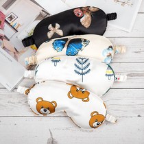 Silk eye mask sleep light (order to send earplugs) Silk sense breathable student printing shading eye mask elastic