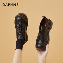 Daphne leather shoes womens summer single shoes 2022 new retro big head wide head Inn Wind Oxford Soft bottom pine pastry shoes
