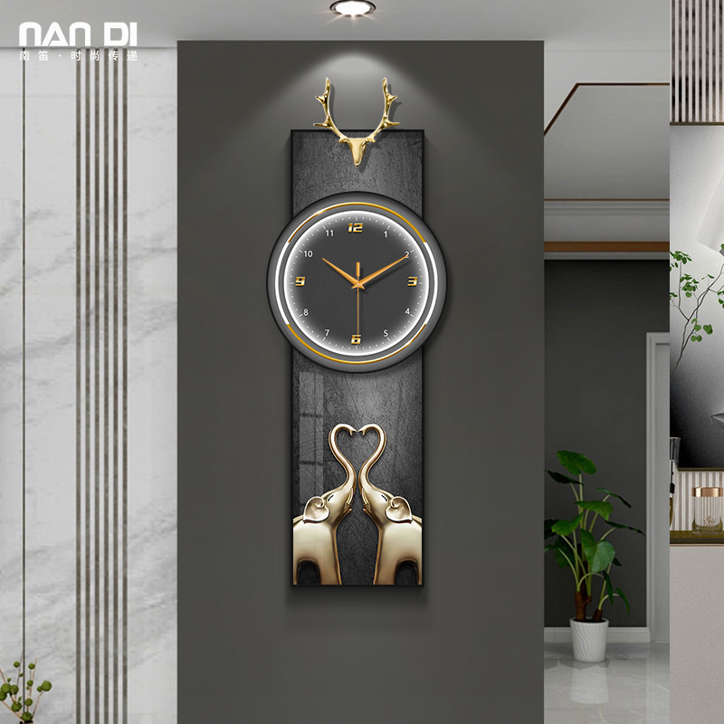 Light Extravaganza Painting Clock Hanging Clock Living Room Home Table Hanging Wall Elephant Corridor Aisle Hanging Painting Creative Silent Clock-Taobao