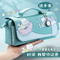 Pen Bag Girls Pencil Large Capacity Pencil Case Primary And Middle School Students Ins-Japan-ROK Department cute 2021 Double teenage girl Heart Net Red Brief About the new creative Creative Decompression Flow Sand Children Multifunction