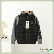 Fake two-piece mens autumn and winter cotton clothes hooded handsome top coat student casual baseball uniform foreign trade original single