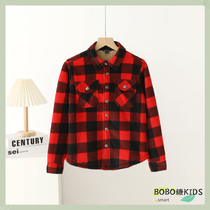 Autumn and winter boys fleece shirts warm brushed large plaid shirts casual long-sleeved tops broken codes discount benefits