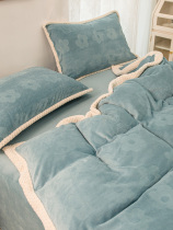 Mercury Home Spinning Thickened Double-sided Velvet Four Pieces of Flange Coral Fluff Bed Three-Piece Carved Flower