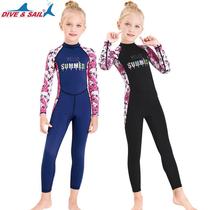 Children's sunscreen long-sleeved swimsuit quick dryer swimming boy girl boy girl diving suit big fountain