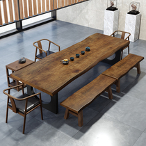 Solid Wood Large Plate Tea Table Commercial Tea Table Pine Wood Log Large Plate Table Long Strip Table Modern Minimalist Office Tea Table