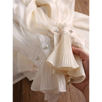 High-end Euro-goods foreign air art sensation Dont make blouses with blouses light yarn white butterfly knot shirt female autumn and winter