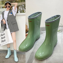 Back Force Rain Shoes Lady Anti Slip Fashion Money Outside Wearing Autumn Winter Rain Boots Carwash Shoes Midbarrel Rubber Shoes Kitchen Buy Vegetables Non-slip