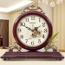 New bifacial clock table Clocks Table Clocks Creativity Sitting Clock Pendulum Pieces Muted Solid Wood modern minimalist bedroom Living room Large