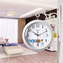 New Clock Fields Garden Small bifacial kitchen solid wood hanging clock hanging watch super muted imitation living room hanging