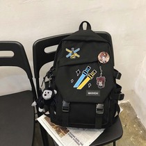 School Bag Men Ins Tide Cool Cartoon High School Students Double Shoulder Bag High Face Value Secondary perimeter Men and women Backpack Large Capacity