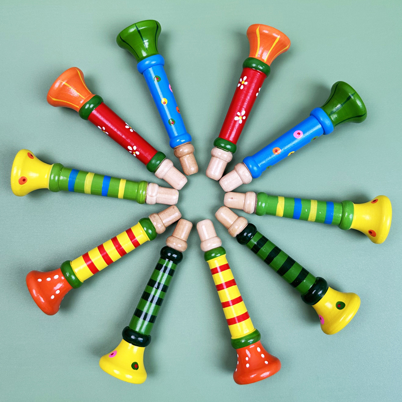 Wooden Children Trumpet Toys Wooden Blown whistles Whistle Musical Instruments Infant Garden Puzzle early teaching Orff teaching aids-Taobao