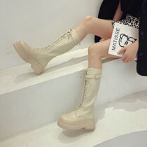 Boots small crowddesign long cylinder long cylinder boot femme slim boot net red little crowdheaded thick heel but knee rider