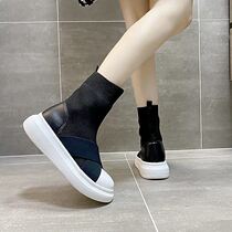 Socks Boots Woman Autumn Style High Help Shoes Women New Martin Boots Thick Bottom Casual Sports 100 Hitch Short Boot Cover Foot Student Korean Version