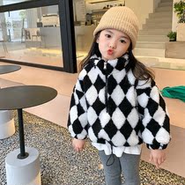 Girl Sweater 2021 Autumn Winter New Minimalist Trend Black & White Lattice Fake Two Children Baby 100 Hitch Warm Blouse