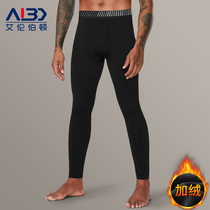 Underpacking warmers men with velvet and autumn pants fitness exercise high-bomit running tight in winter yoga compression training fitness